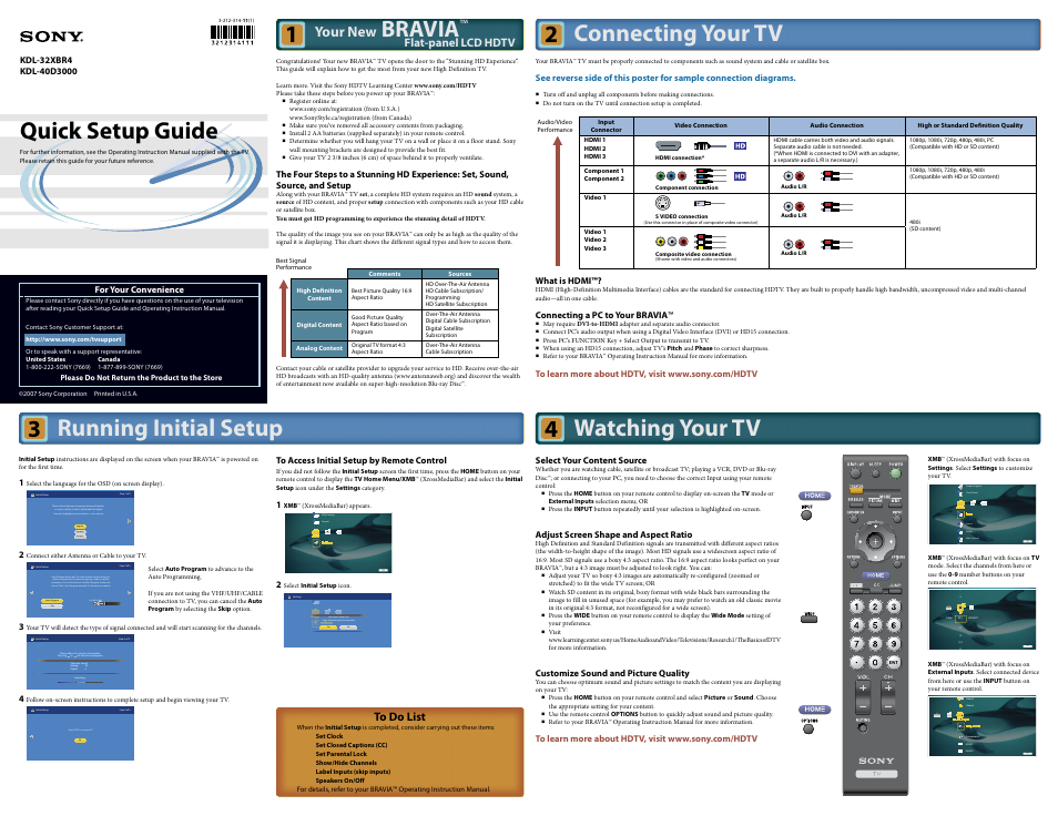 Sony KDL-32XBR4 User Manual | 2 pages