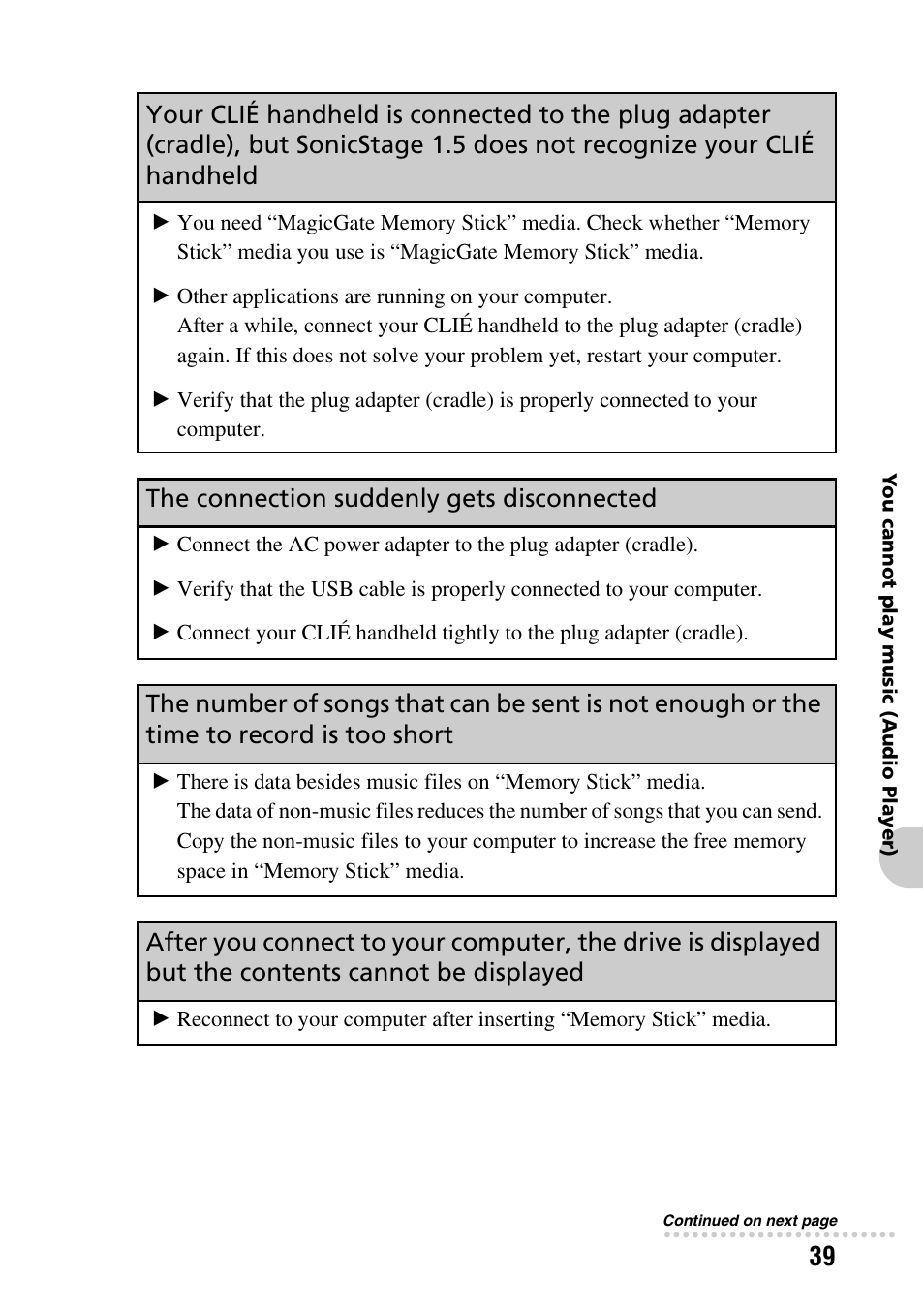 The connection suddenly gets disconnected | Sony PEG-SJ22 User Manual | Page 39 / 52