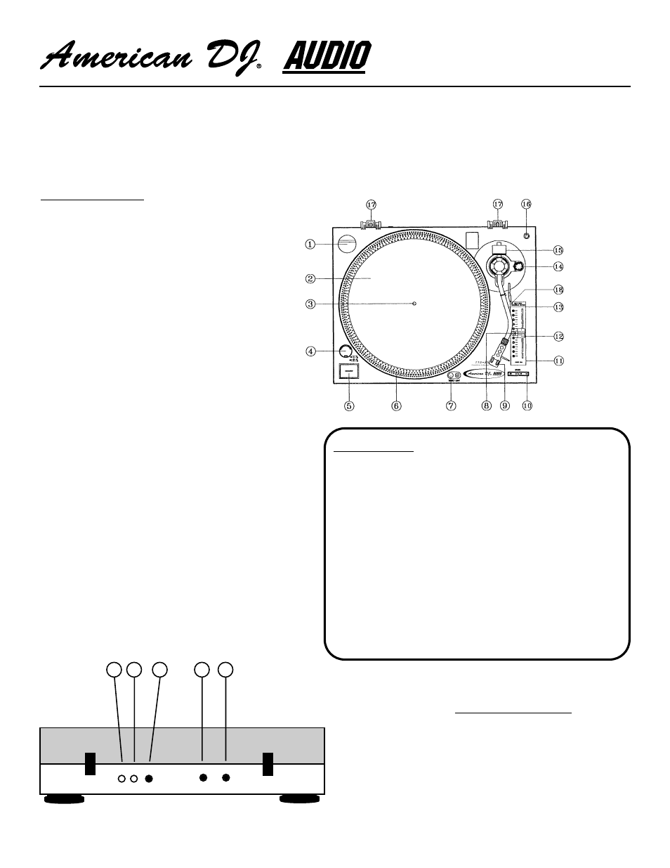 User instructions, Caution | American Audio TTD-2500 User Manual | Page 2 / 4