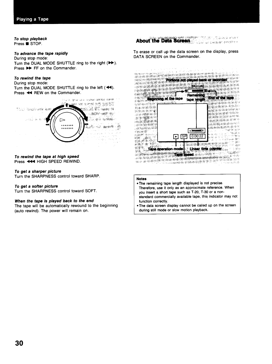 Aiwut the data screen | Sony SLV-373UC User Manual | Page 30 / 60