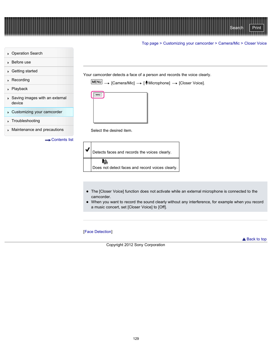Closer voice, Handycam" user guide | Sony HDR-PJ580V User Manual | Page 138 / 257