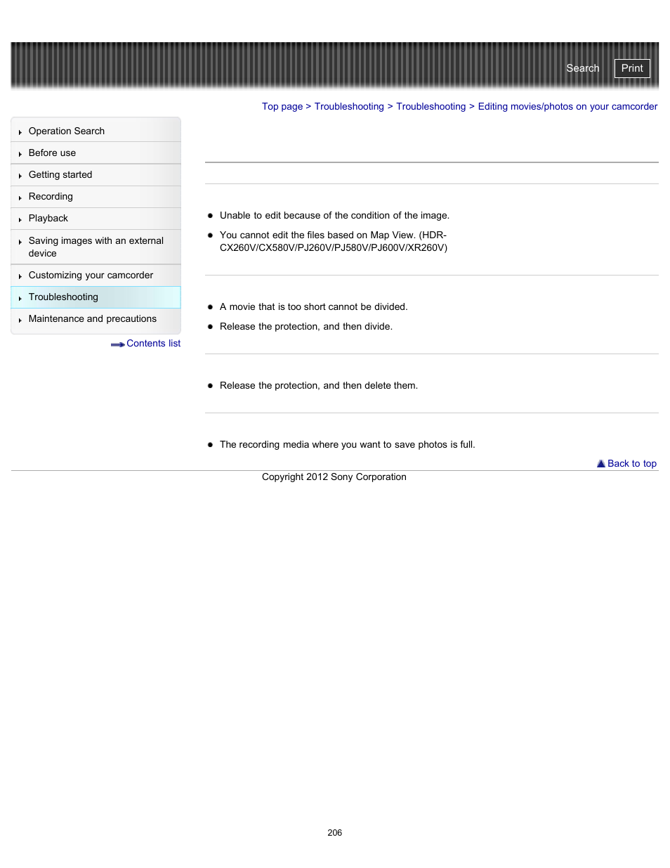 Editing movies/photos on your camcorder, Handycam" user guide | Sony HDR-PJ580V User Manual | Page 215 / 257