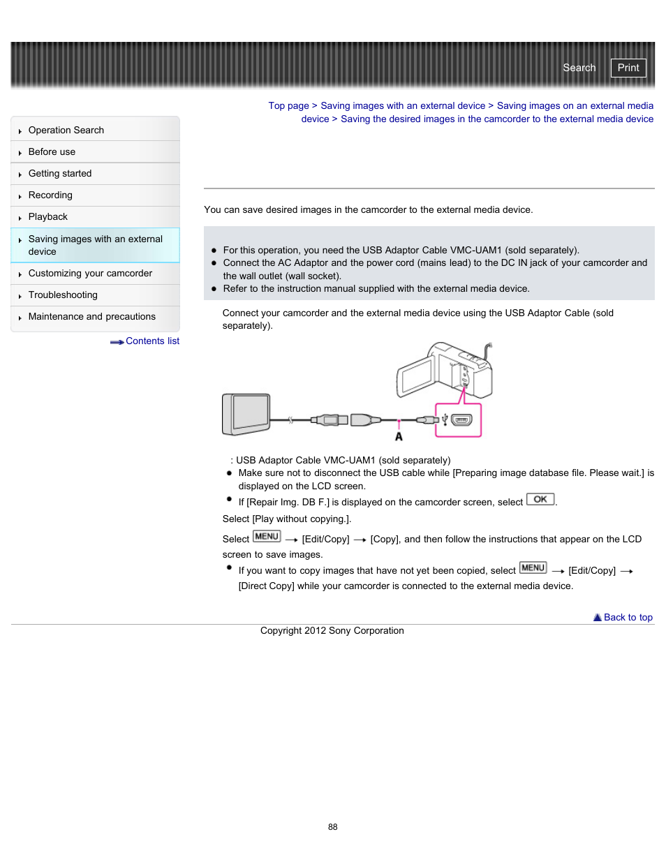 Device, Handycam" user guide | Sony HDR-PJ580V User Manual | Page 97 / 257