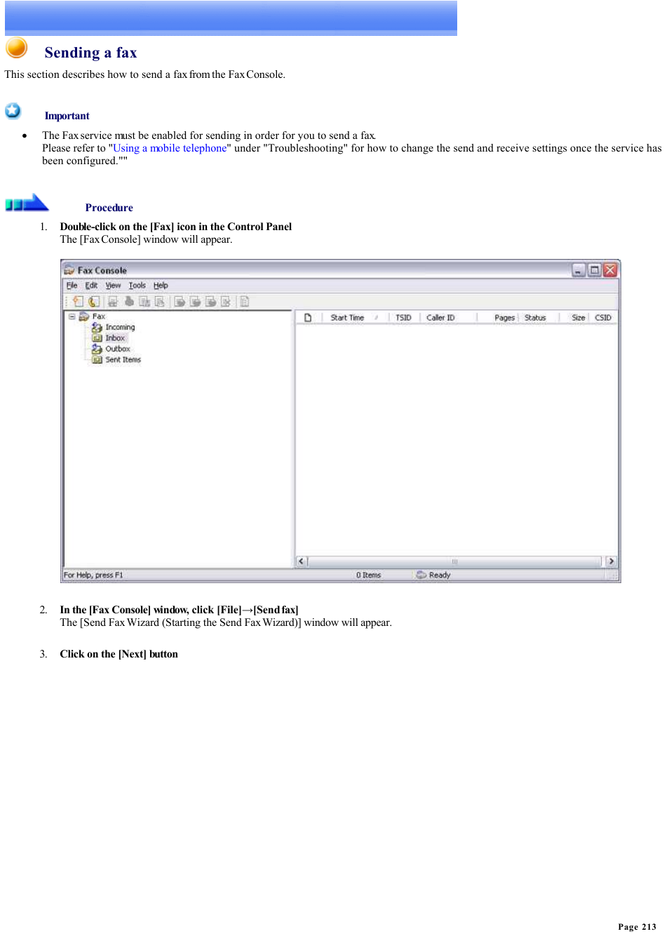 Sending a fax | Sony Bluetooth Utility User Manual | Page 213 / 738