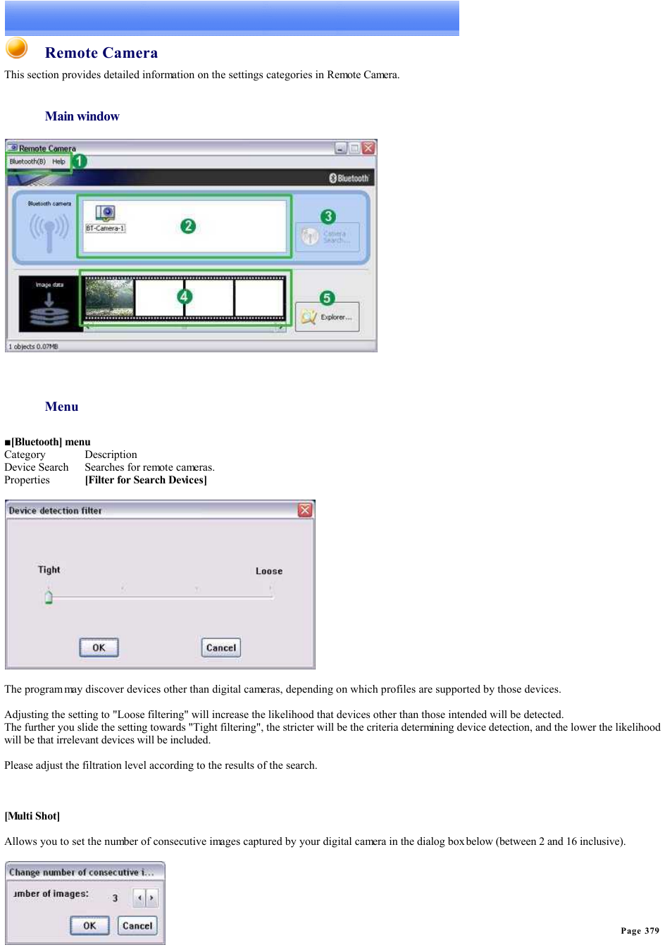 Remote camera | Sony Bluetooth Utility User Manual | Page 379 / 738