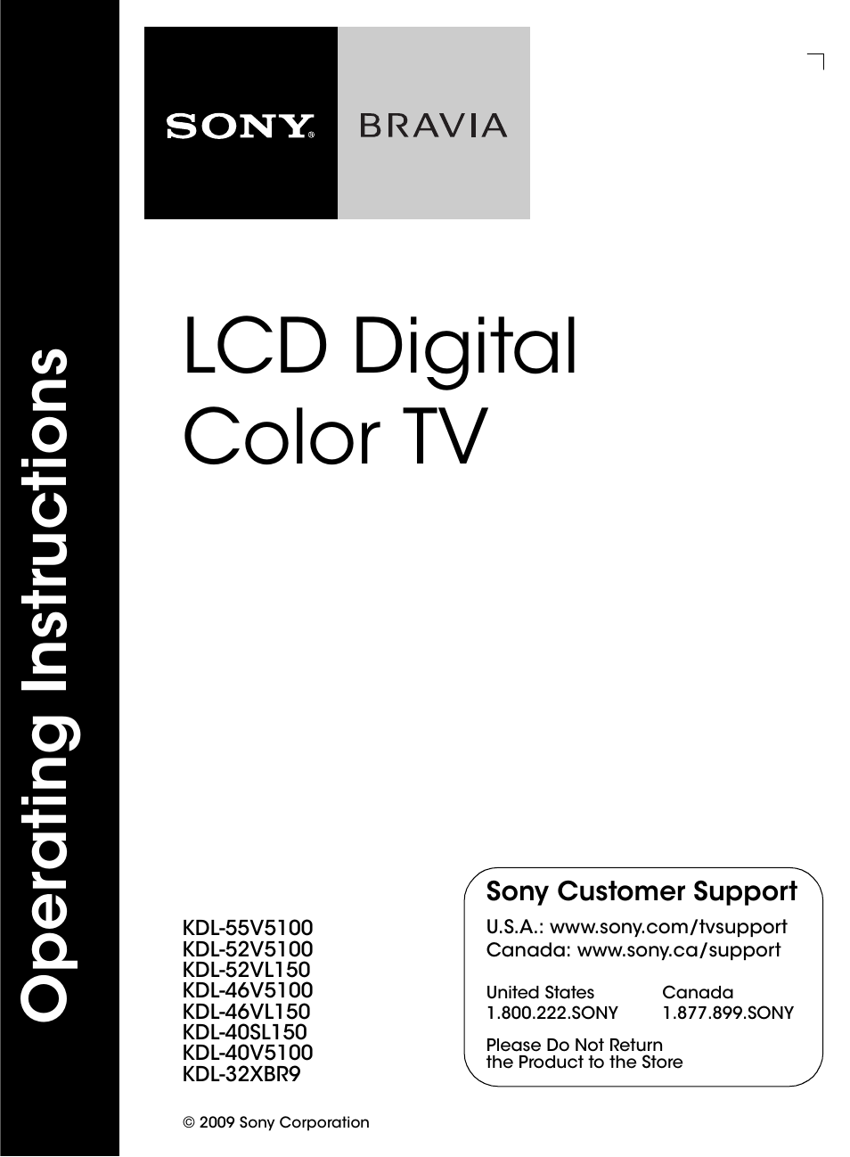 Sony KDL-46V5100 User Manual | 24 pages
