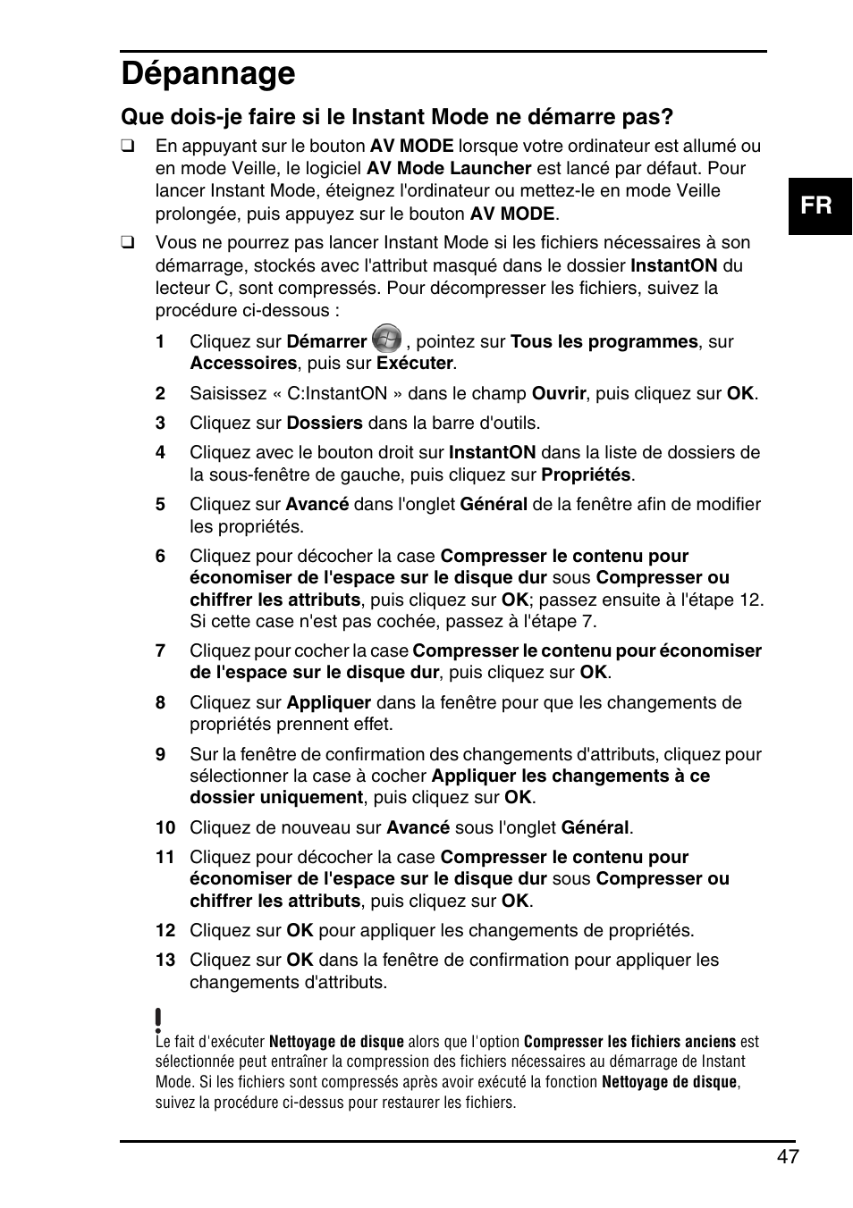 Dépannage | Sony VGN-FZ145E User Manual | Page 49 / 68