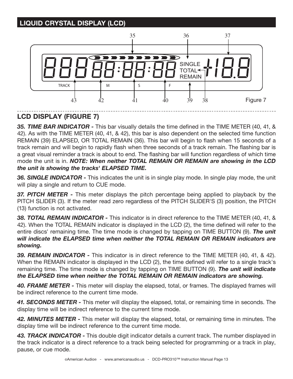 American Audio DCD-PRO310 User Manual | Page 13 / 23
