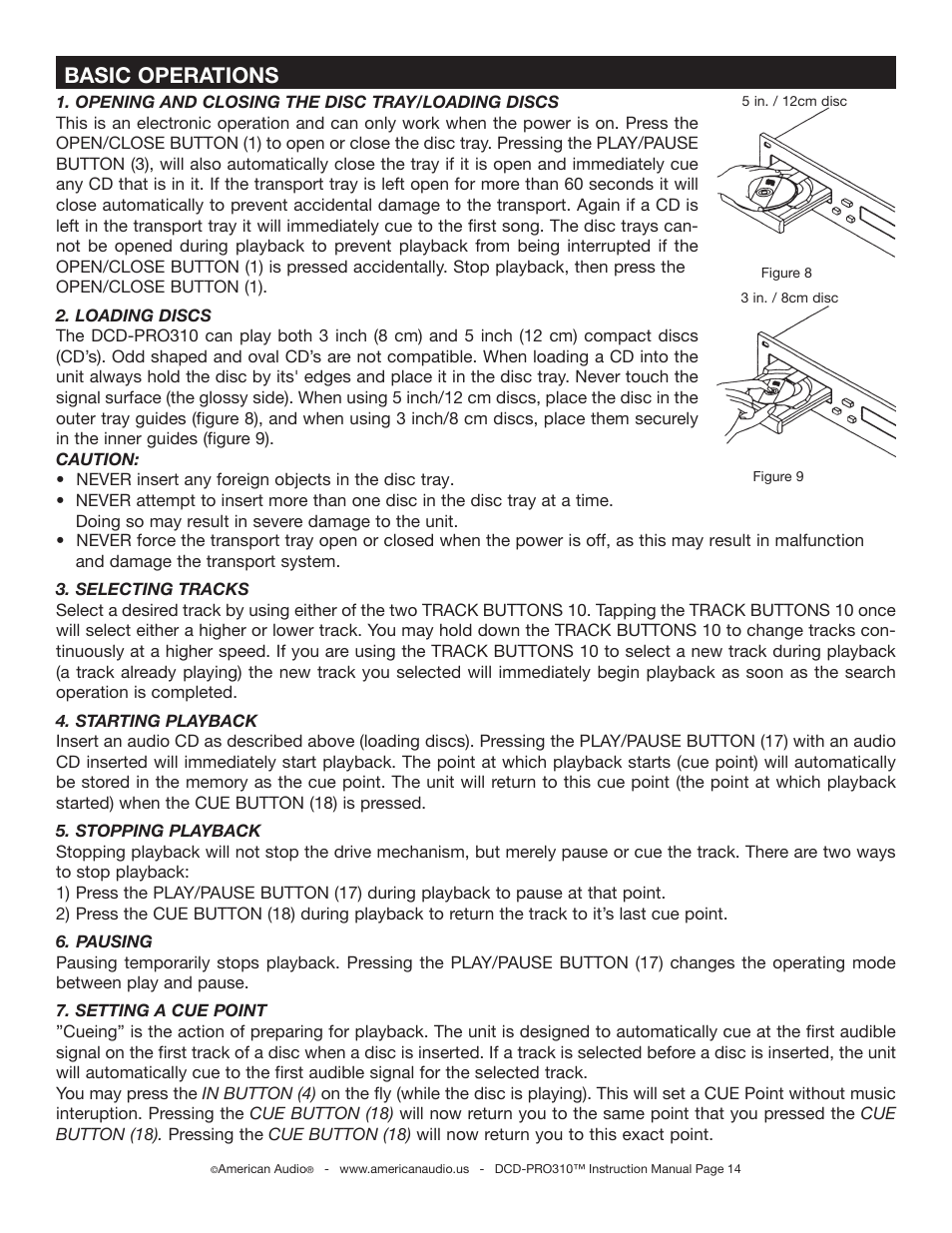 Basic operations | American Audio DCD-PRO310 User Manual | Page 14 / 23