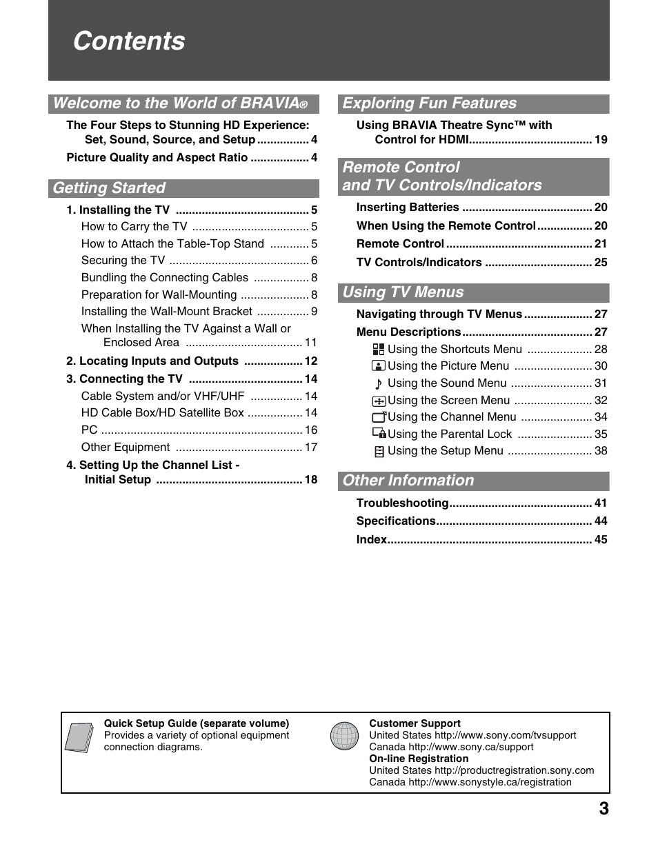 Sony KDL-46SL140 User Manual | Page 3 / 48