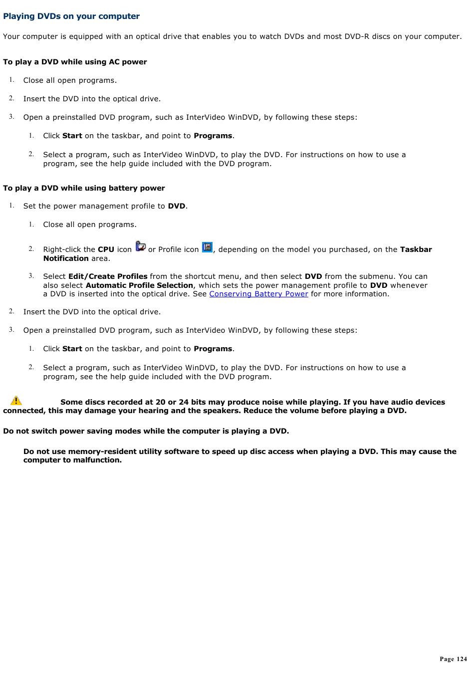 Playing dvds on your computer | Sony PCG-GRT100K User Manual | Page 124 / 240