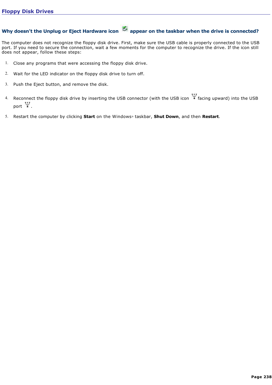 Floppy disk drives | Sony PCG-GRT100K User Manual | Page 238 / 240