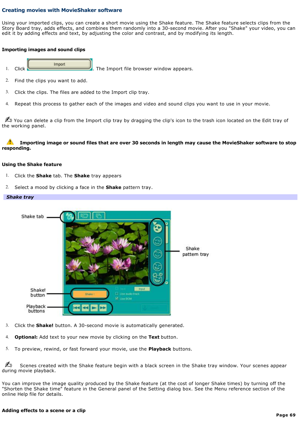 Creating movies with movieshaker software | Sony PCG-GRT100K User Manual | Page 69 / 240