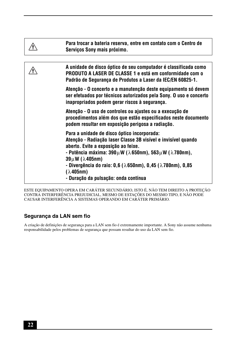 Sony VPCEA Series (Safety Information) User Manual | Page 22 / 28