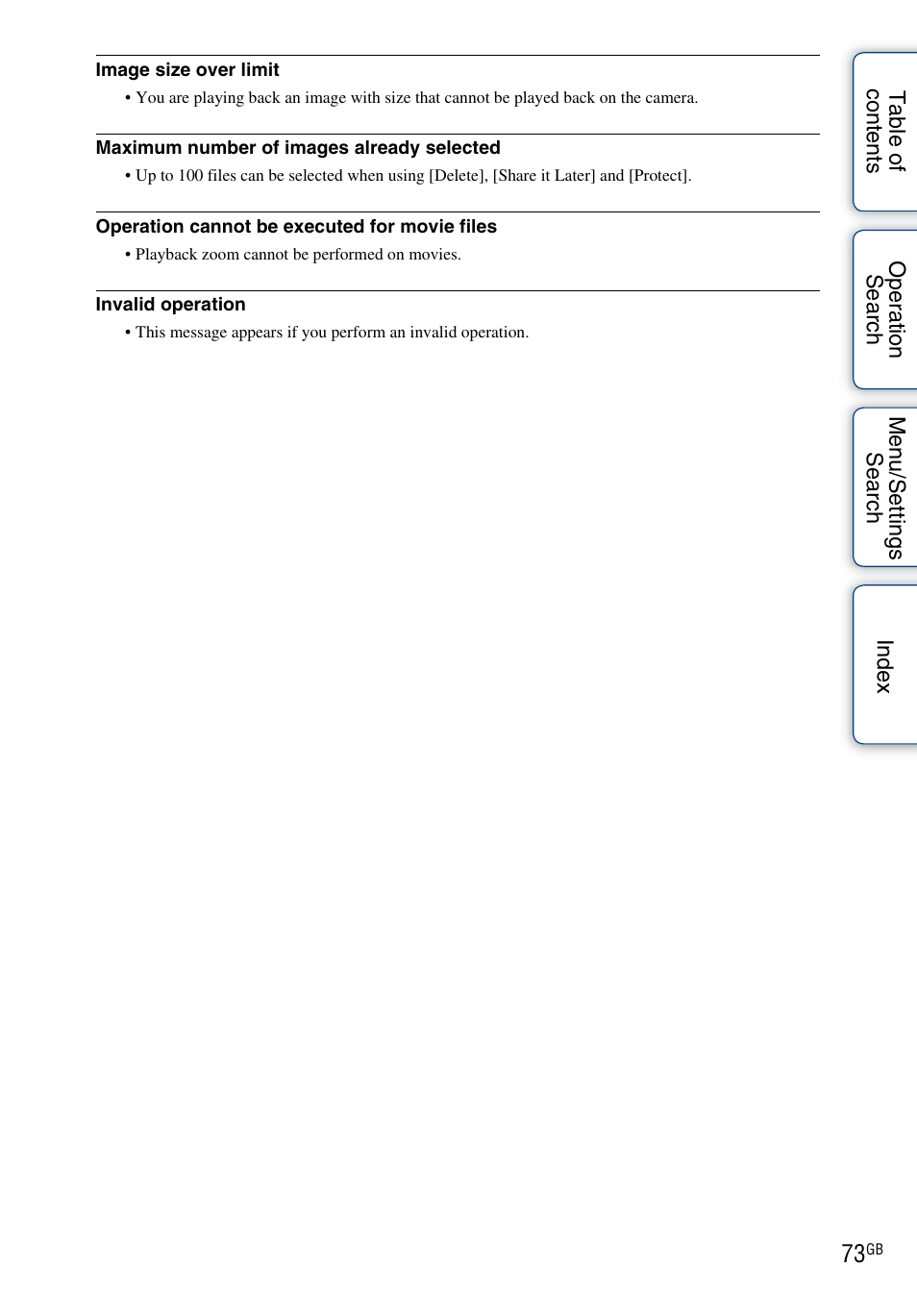 O 73 | Sony bloggie MHS-FS2K User Manual | Page 73 / 80