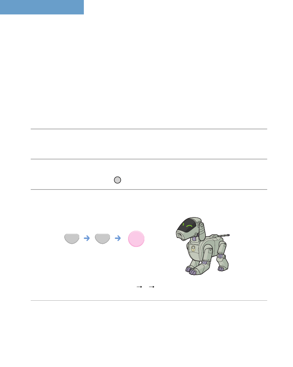 Enjoying aibo’s performance, Setting aibo to the performance mode | Sony ERS-110 User Manual | Page 63 / 106