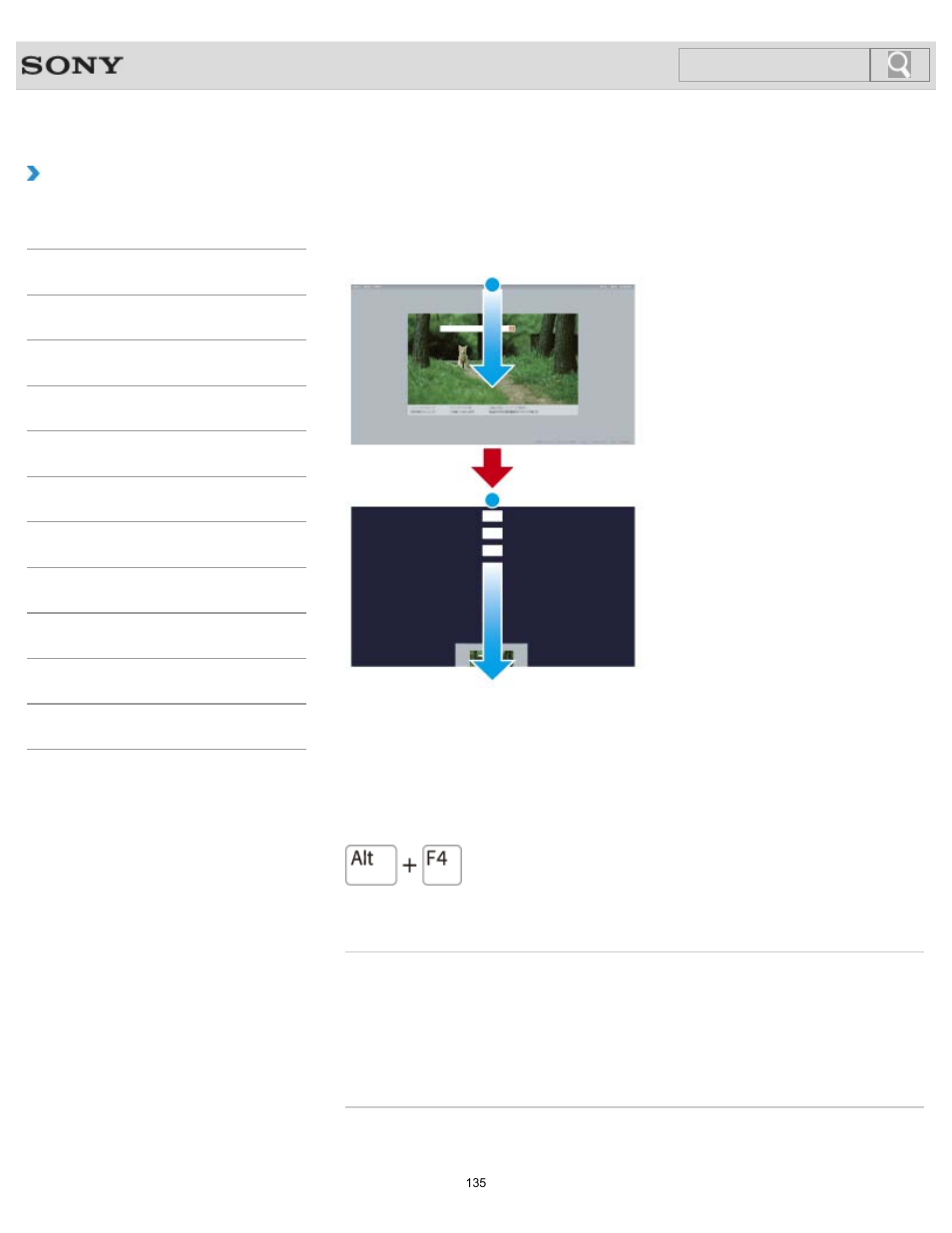 Closing apps, How to use | Sony SVE1413 User Manual | Page 135 / 382