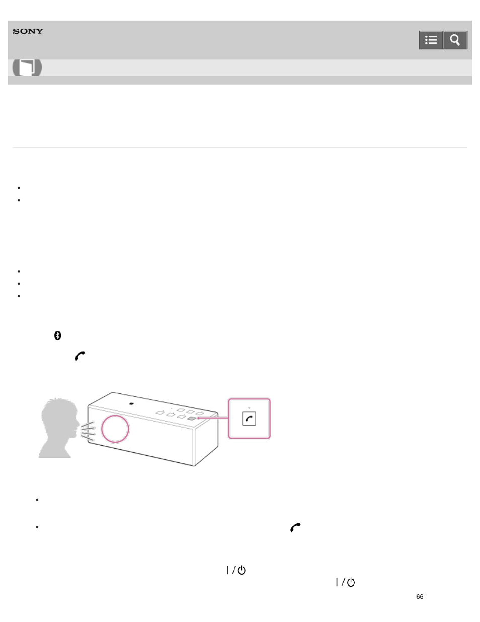 Receiving a call, Help guide | Sony SRS-X3 User Manual | Page 70 / 93