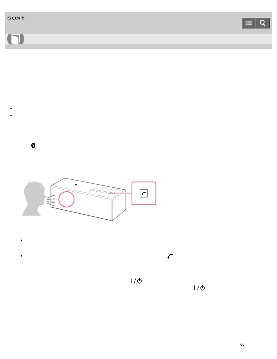 Making a call, Help guide | Sony SRS-X3 User Manual | Page 72 / 93