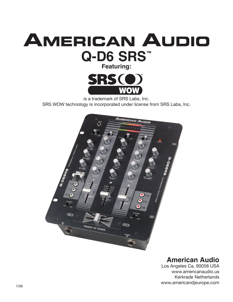 American Audio Q-D6 SRS User Manual | 19 pages