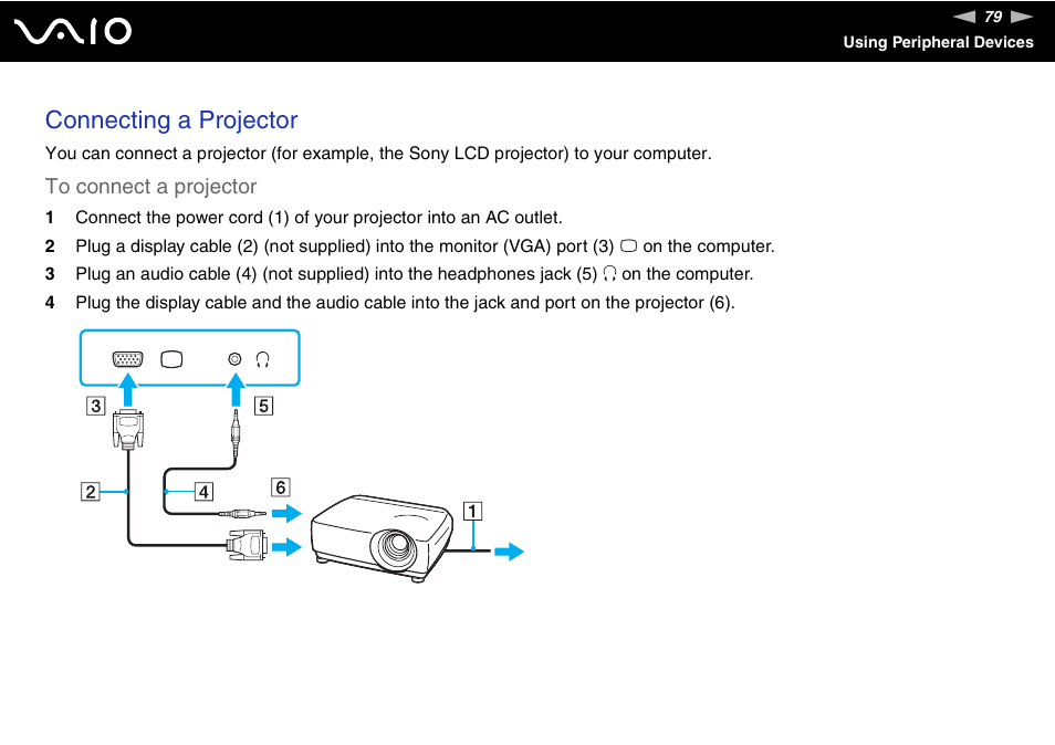 Connecting a projector | Sony VGN-CR490EBL User Manual | Page 79 / 200