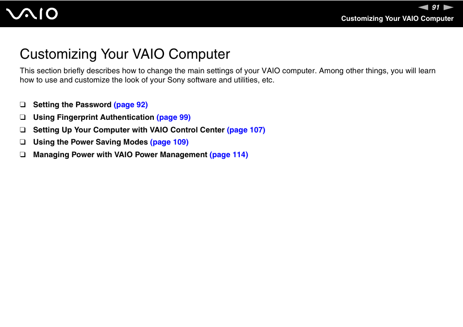 Customizing your vaio computer | Sony VGN-CR490EBL User Manual | Page 91 / 200