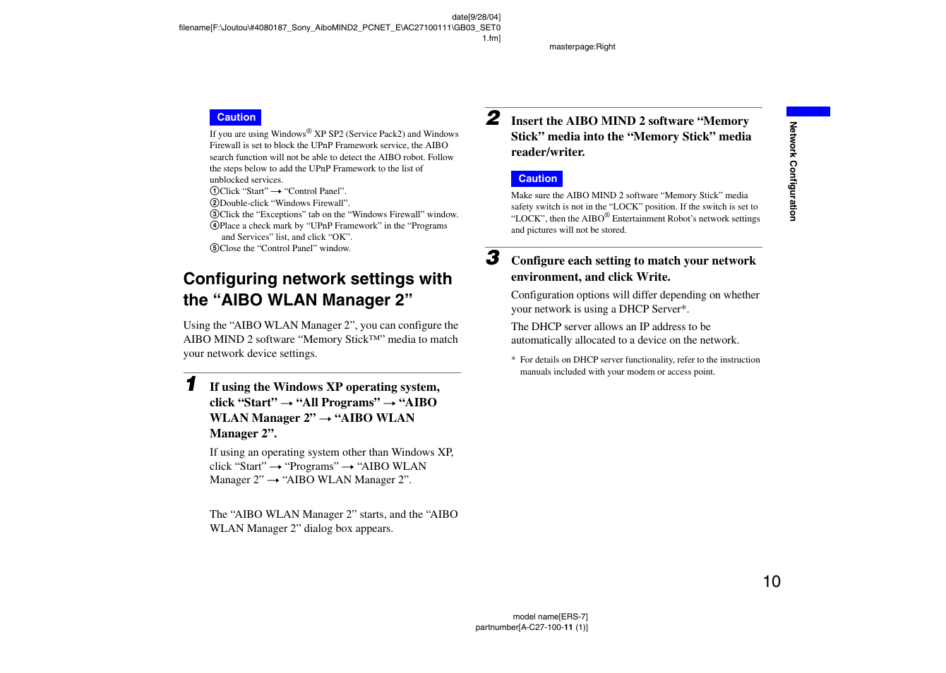 Sony ERS-7M2 User Manual | Page 10 / 62