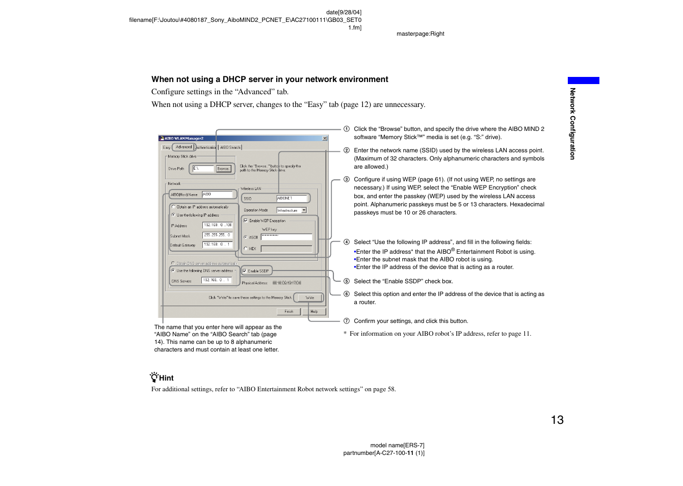Sony ERS-7M2 User Manual | Page 13 / 62