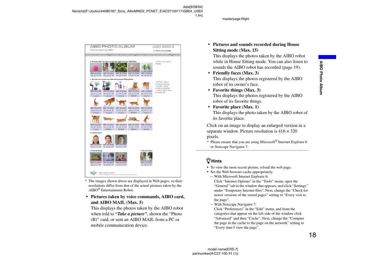 Sony ERS-7M2 User Manual | Page 18 / 62