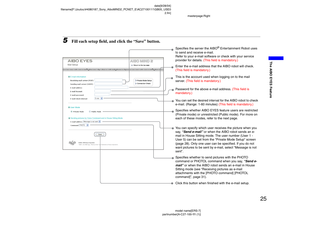 Sony ERS-7M2 User Manual | Page 25 / 62