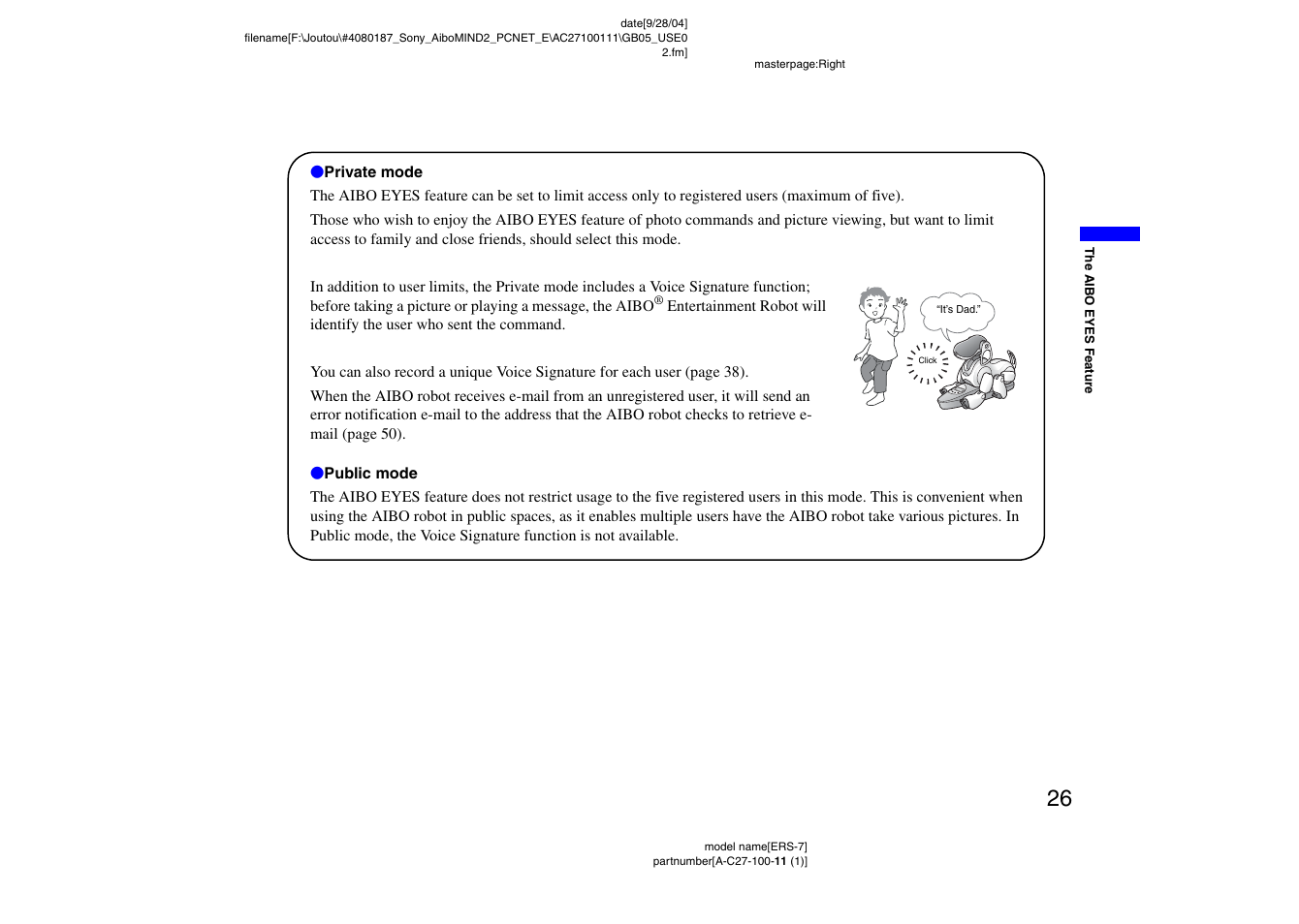 Sony ERS-7M2 User Manual | Page 26 / 62