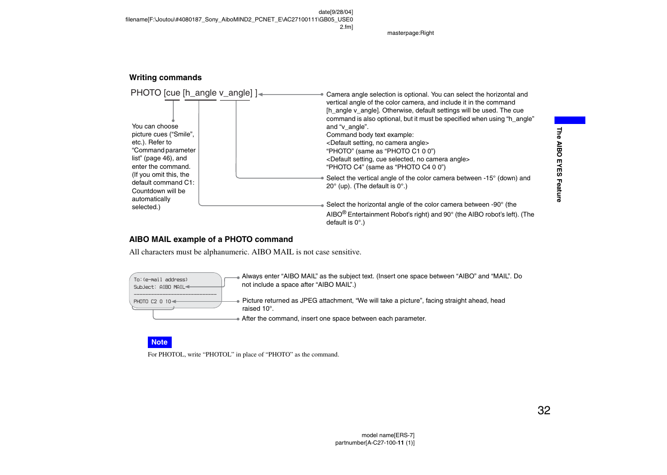 Sony ERS-7M2 User Manual | Page 32 / 62