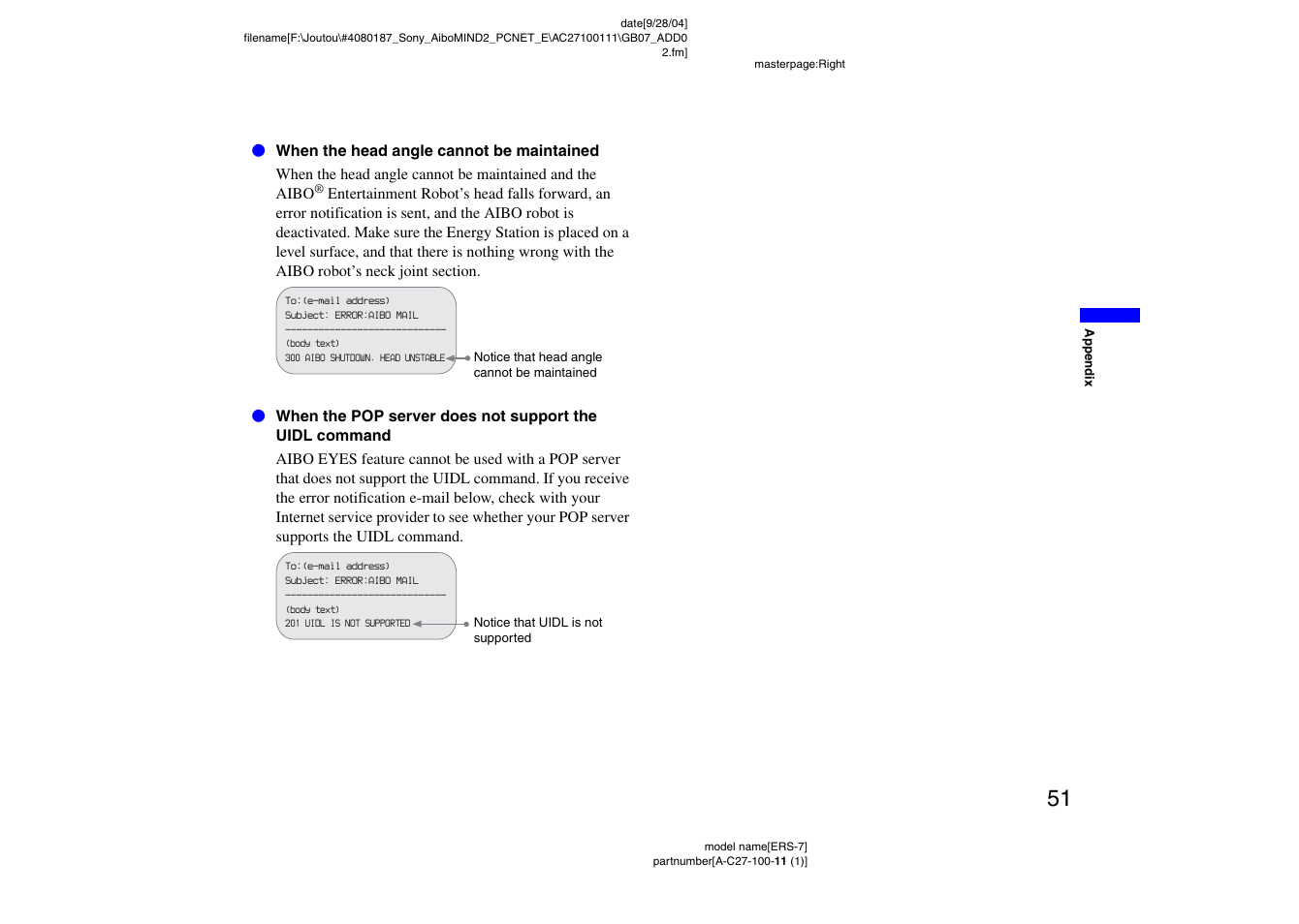 Sony ERS-7M2 User Manual | Page 51 / 62