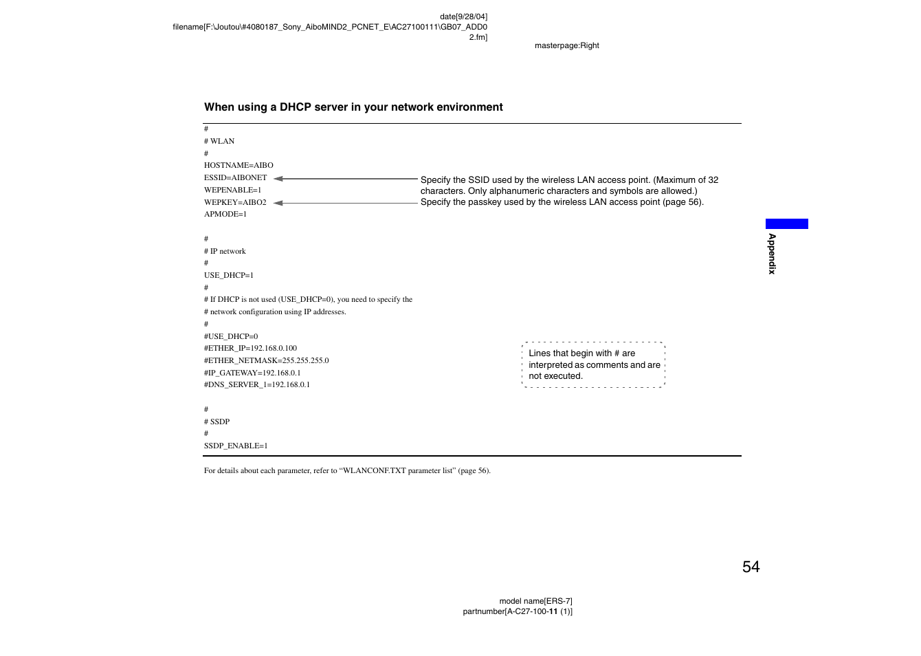 Sony ERS-7M2 User Manual | Page 54 / 62
