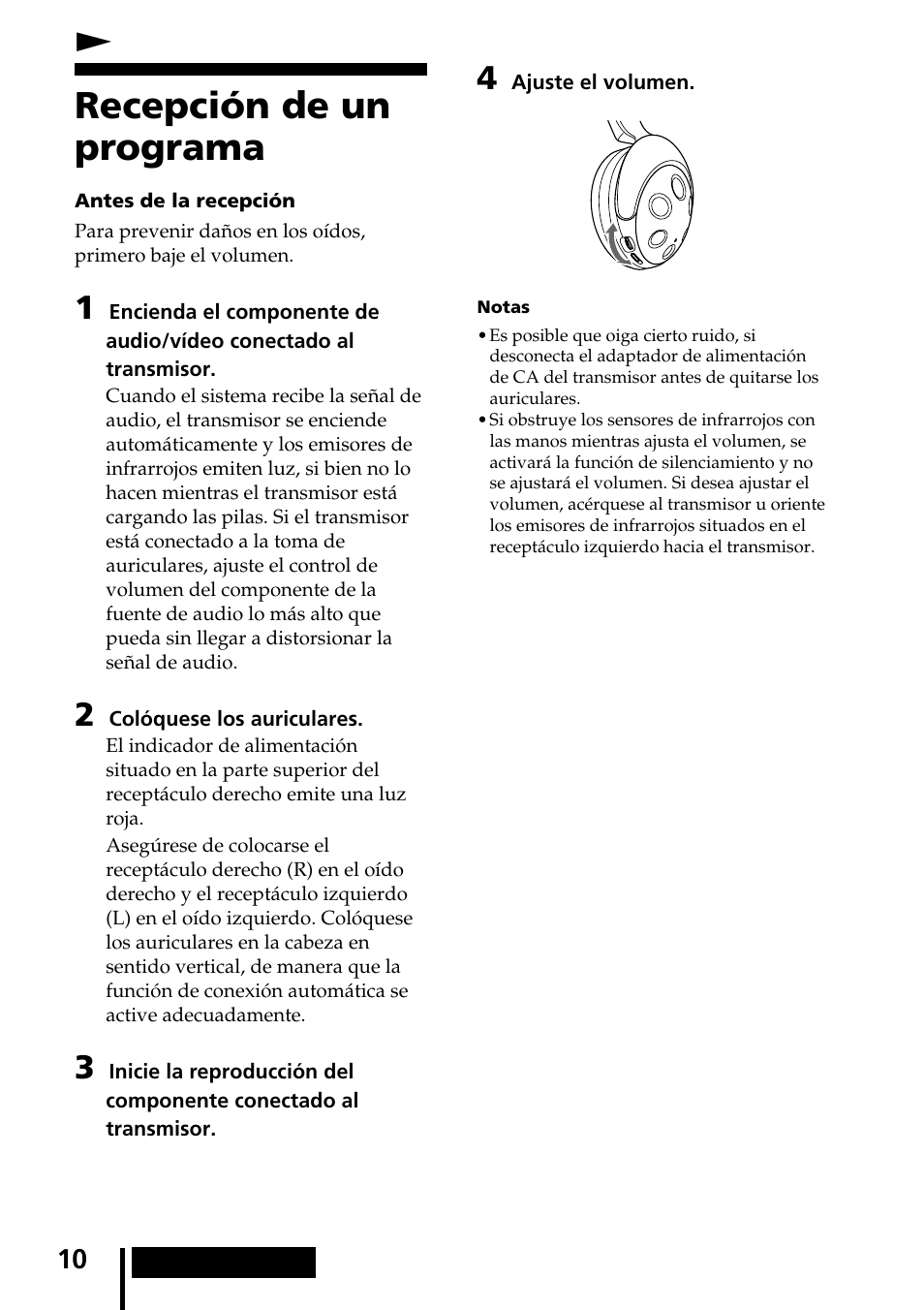 Uso del sistema, Recepción de un programa, Nuso del sistema | Sony MDR-IF540RK User Manual | Page 38 / 44