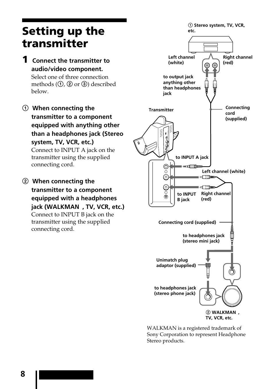 Setting up the transmitter, Operating the system | Sony MDR-IF540RK User Manual | Page 8 / 44