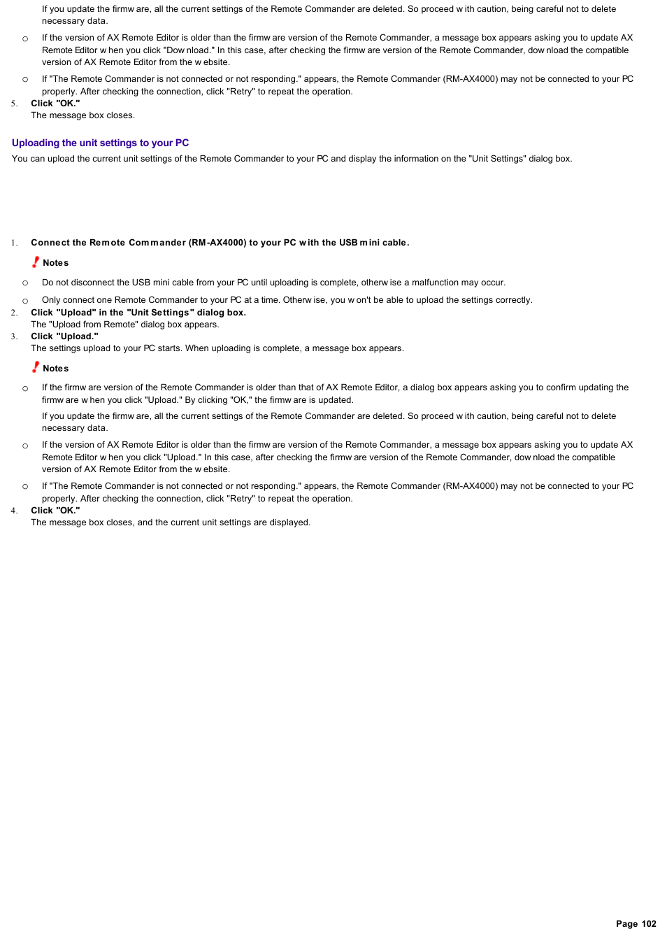 Sony RM-AX4000 User Manual | Page 102 / 118