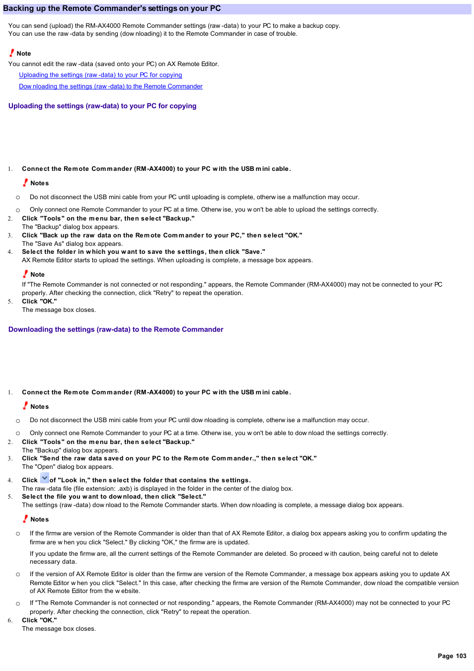 Sony RM-AX4000 User Manual | Page 103 / 118