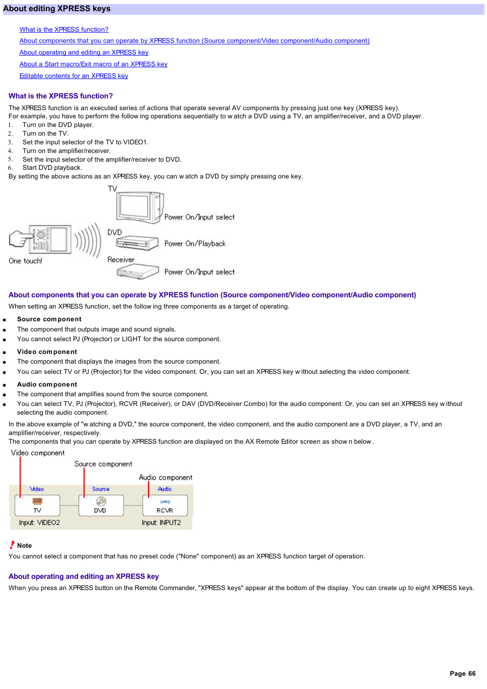 About editing xpress keys | Sony RM-AX4000 User Manual | Page 66 / 118