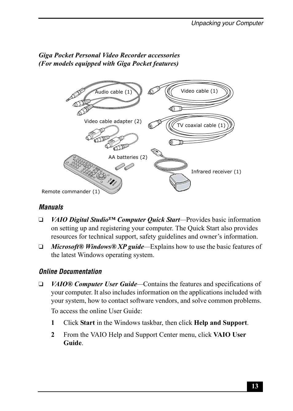 Sony PCV-RZ20CP User Manual | Page 13 / 64