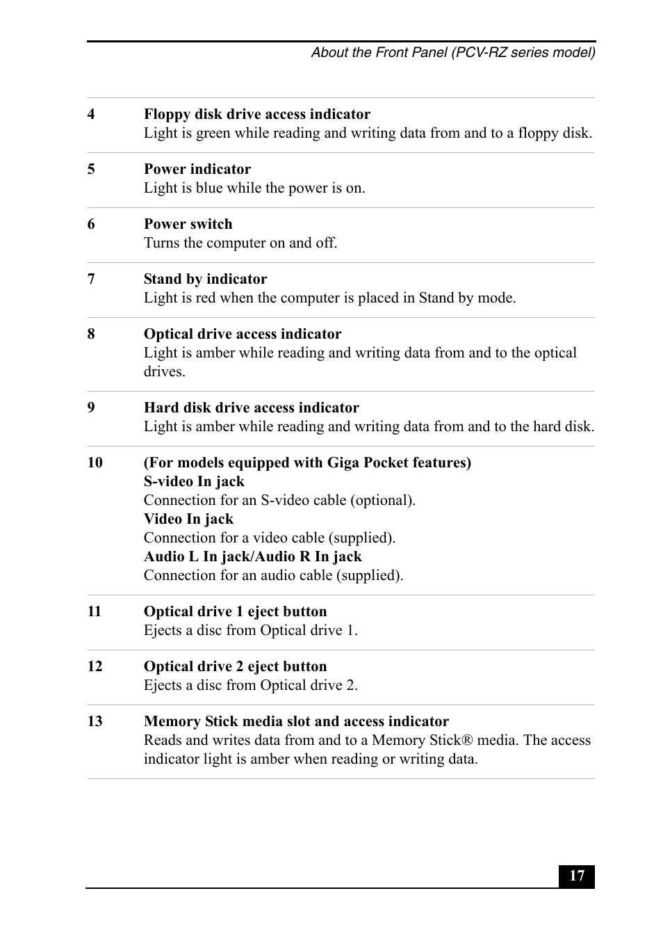 Sony PCV-RZ20CP User Manual | Page 17 / 64