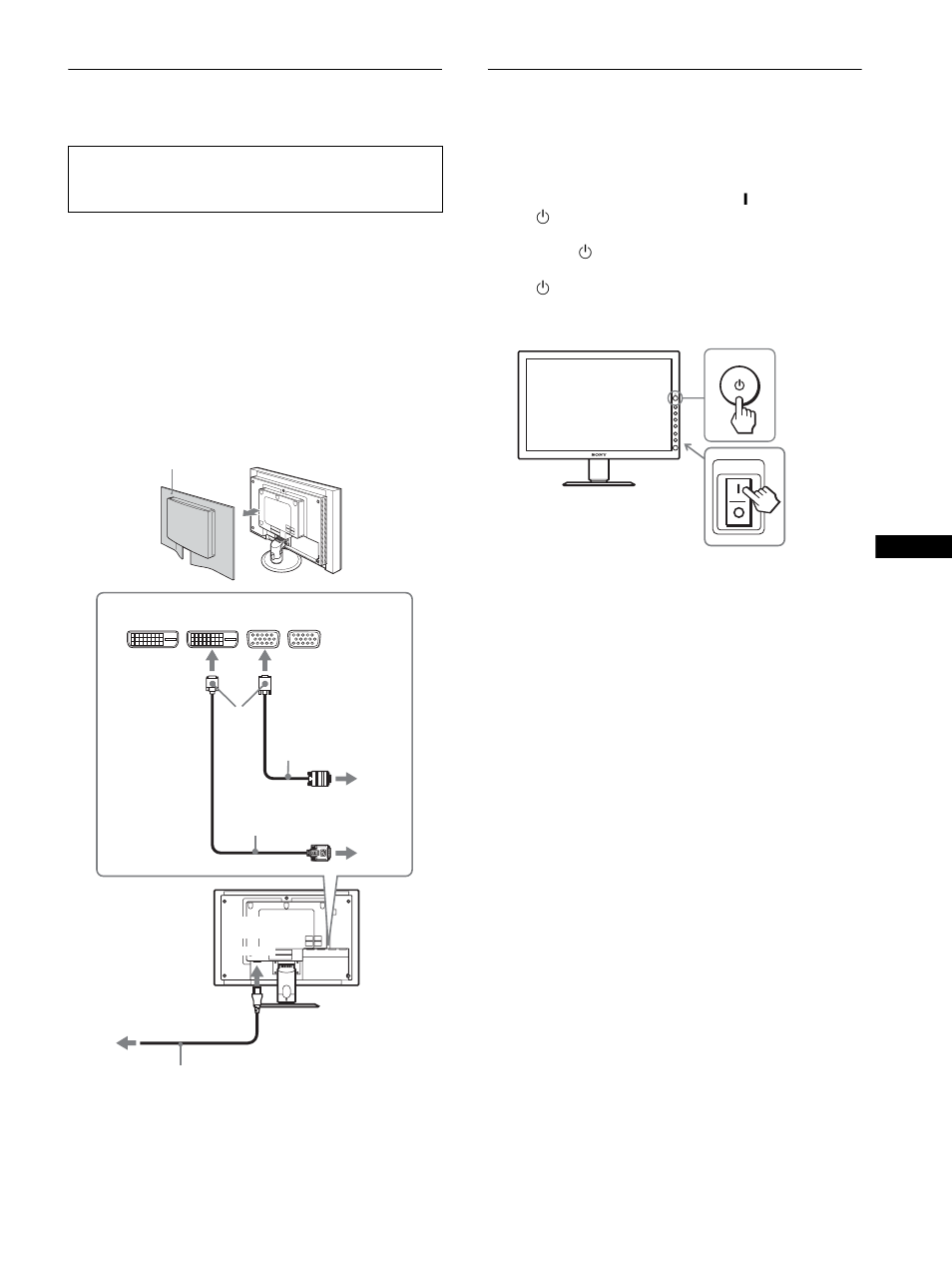 Connecting your monitor, Turning on the monitor and computer | Sony SDM-P232 User Manual | Page 3 / 20