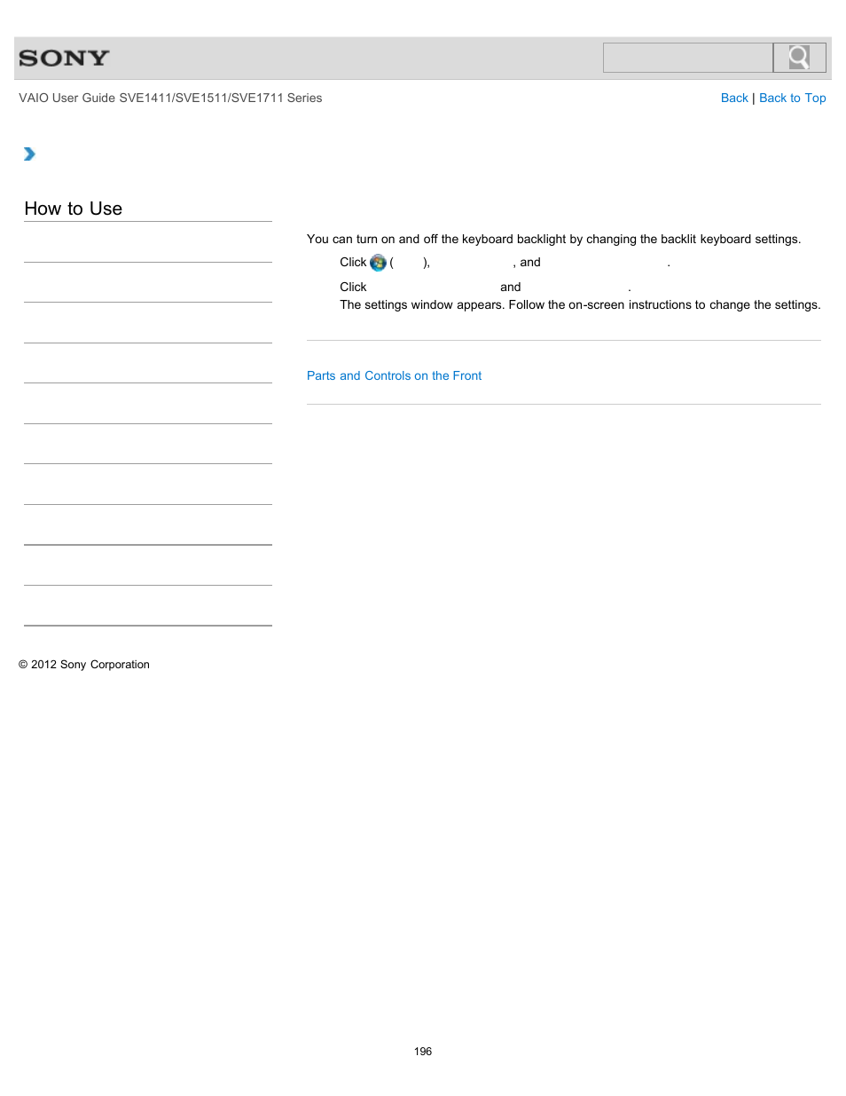 How to use | Sony SVE141190X User Manual | Page 196 / 367