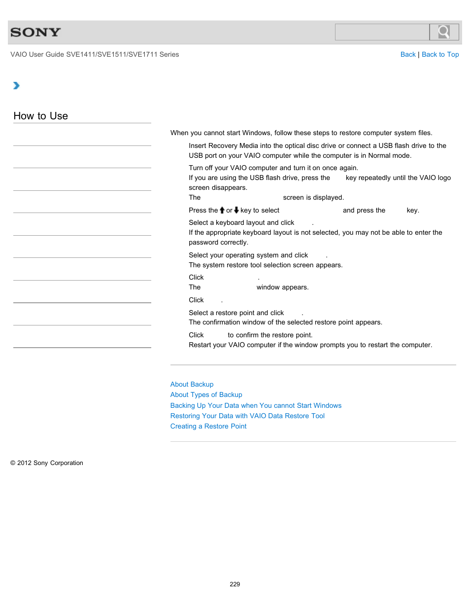 Windows, How to use | Sony SVE141190X User Manual | Page 229 / 367