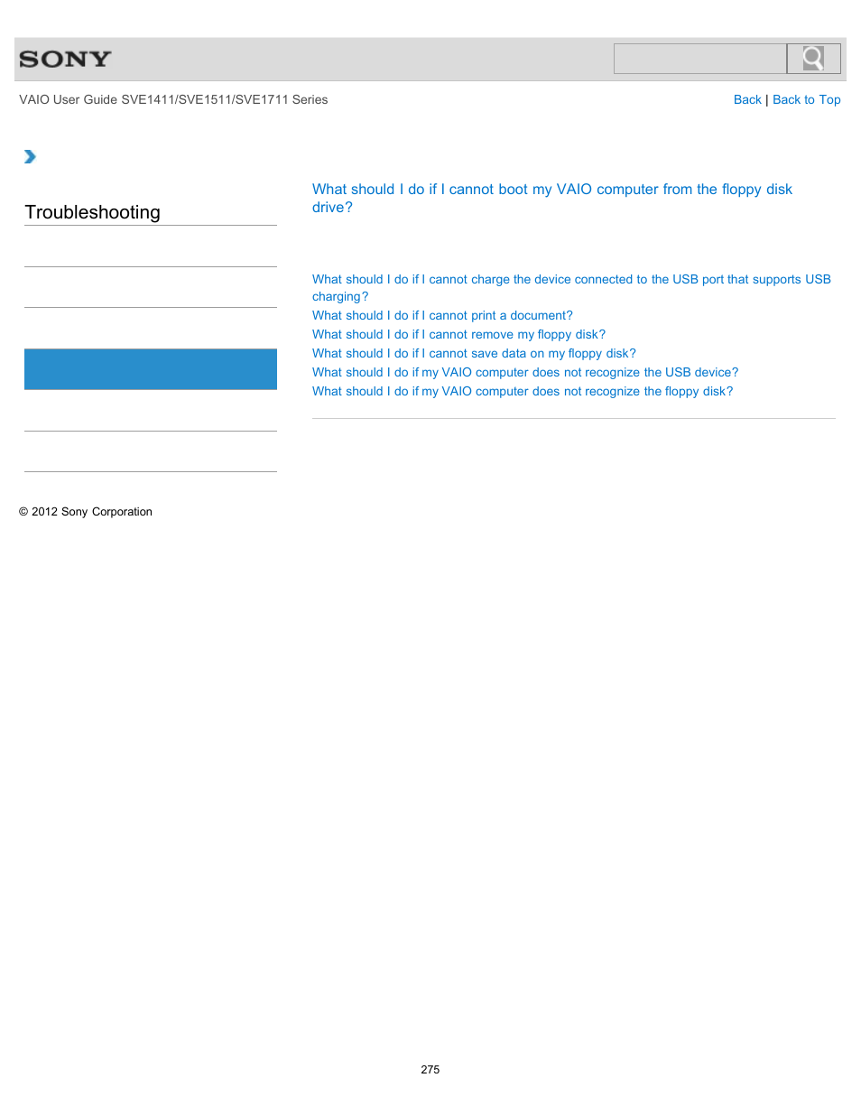 Troubleshooting | Sony SVE141190X User Manual | Page 275 / 367