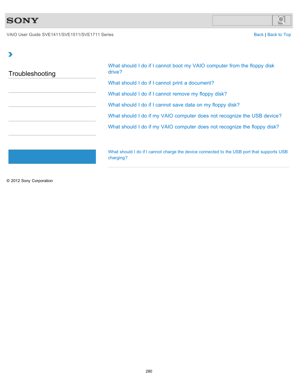 Troubleshooting | Sony SVE141190X User Manual | Page 280 / 367