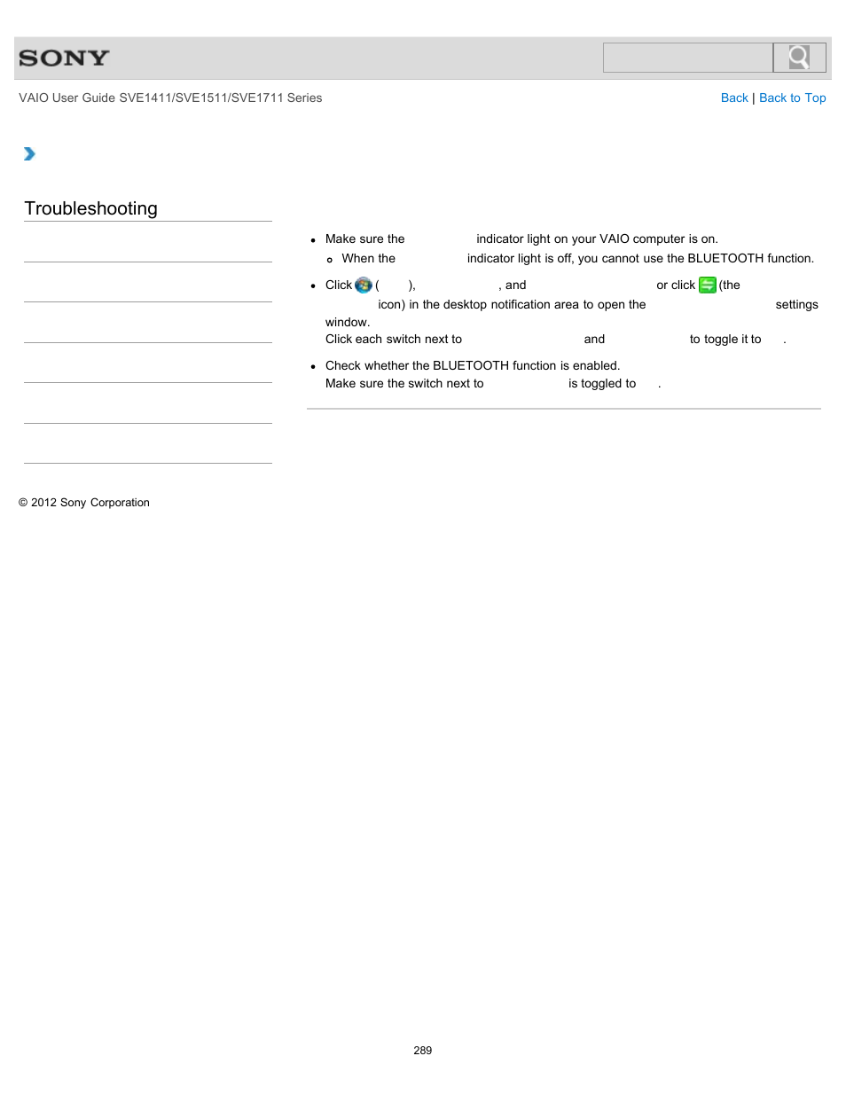 Troubleshooting | Sony SVE141190X User Manual | Page 289 / 367