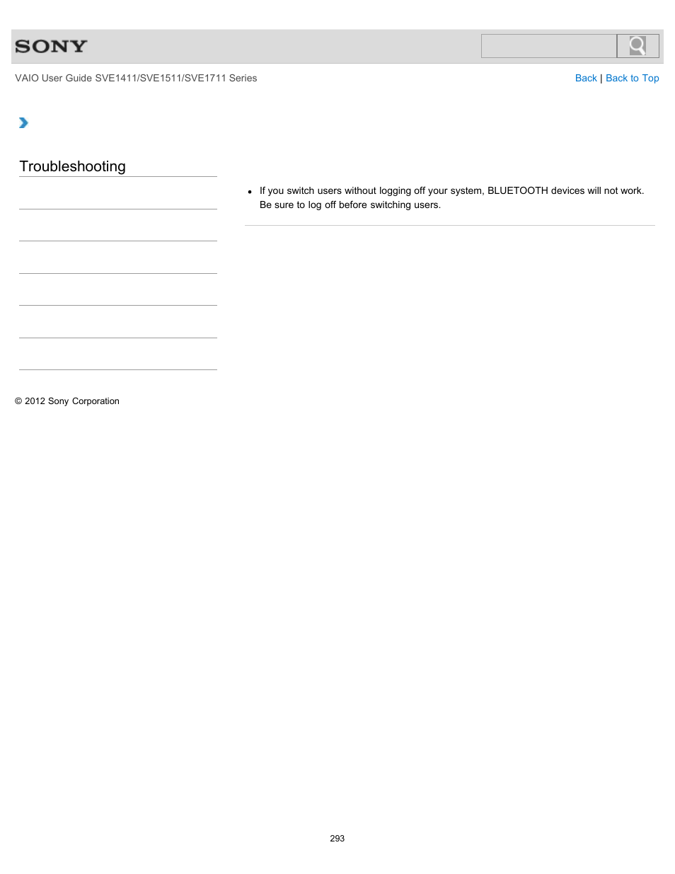 Troubleshooting | Sony SVE141190X User Manual | Page 293 / 367