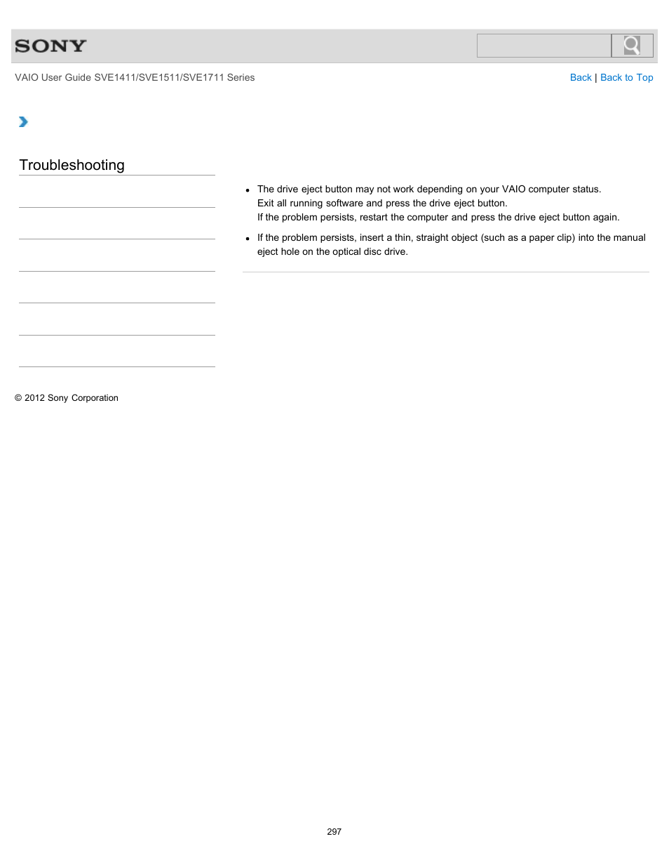 Troubleshooting | Sony SVE141190X User Manual | Page 297 / 367