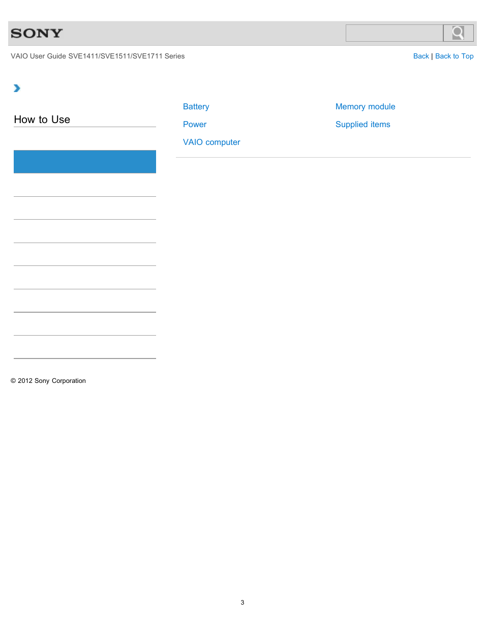 Setup, How to use | Sony SVE141190X User Manual | Page 3 / 367